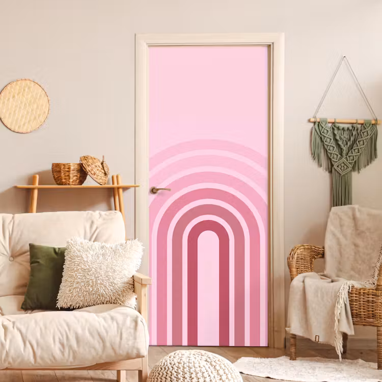 Regenboog - Roze - Abstract - Modern - Minimalistisch deurposter klein -sfeer2
