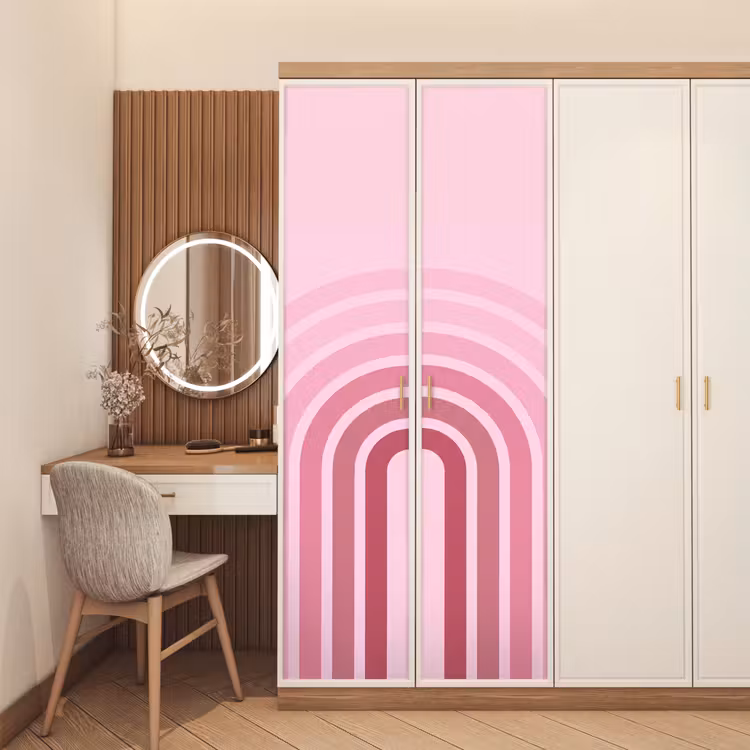 Regenboog - Roze - Abstract - Modern - Minimalistisch deurposter klein -sfeer3