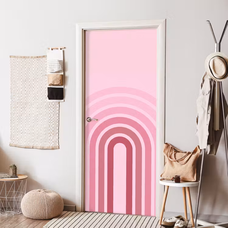 Regenboog - Roze - Abstract - Modern - Minimalistisch deurposter klein -sfeer6