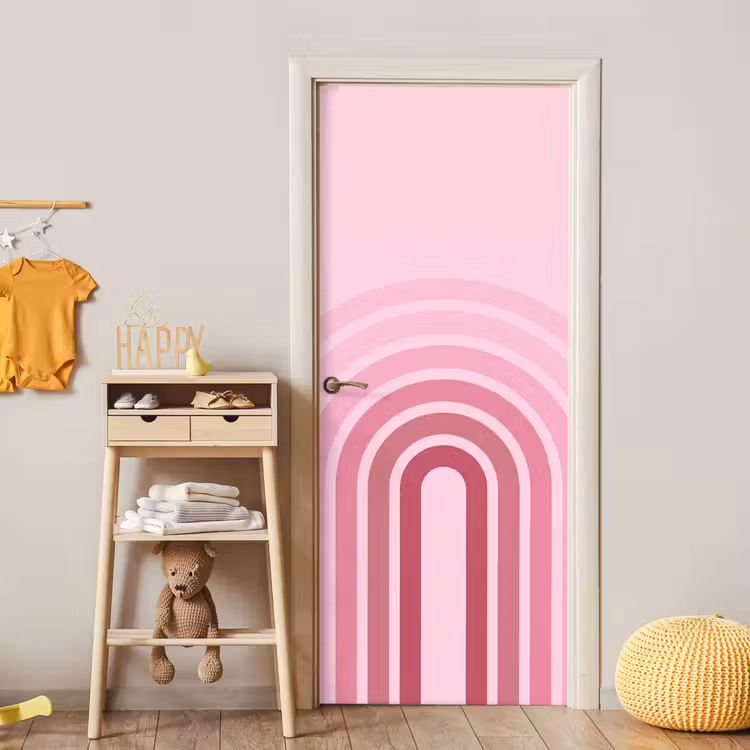 Regenboog - Roze - Abstract - Modern - Minimalistisch deurposter klein -sfeer4
