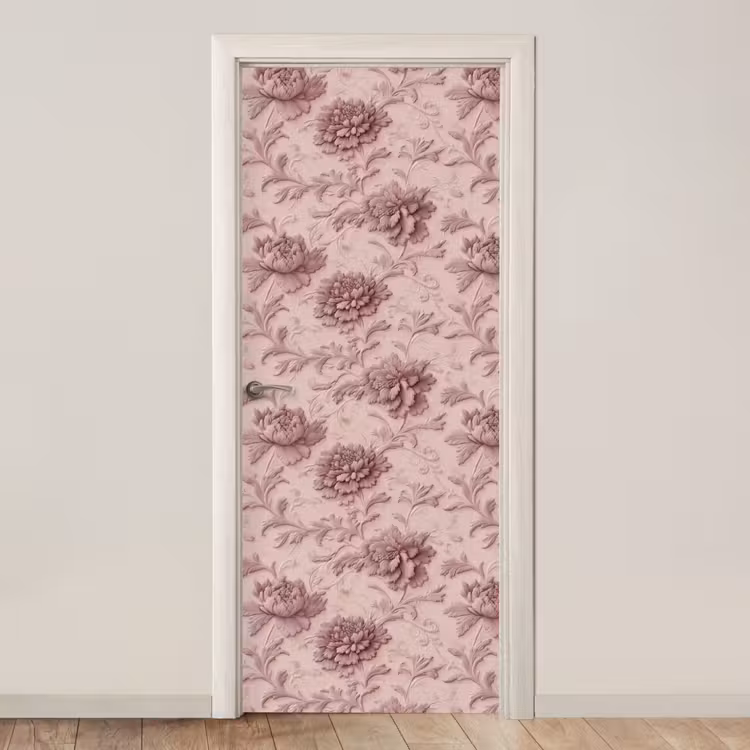Reliëf - Pioenrozen - Roze deurposter klein 289 -3d_beige