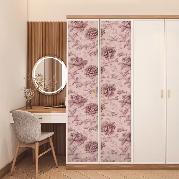 Reliëf - Pioenrozen - Roze deurposter klein 289 -sfeer3