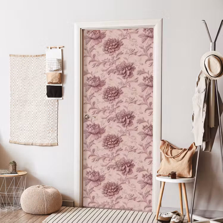 Reliëf - Pioenrozen - Roze deurposter klein 289 -sfeer6