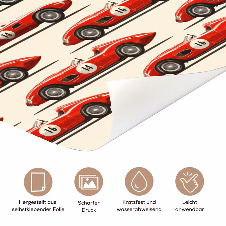 Raceauto - Retro - Rood deurposter klein 289 -tcloseup_DE
