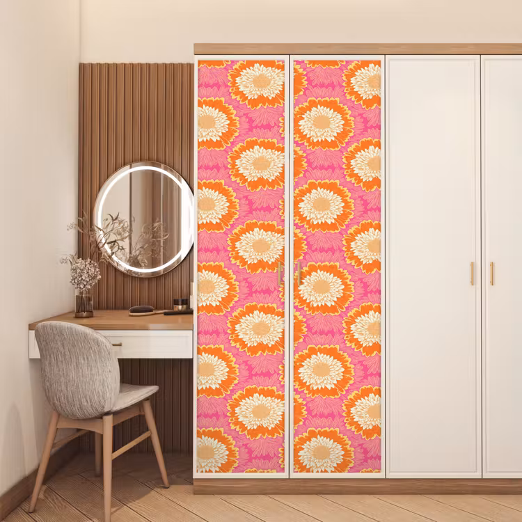 Retro - Bloemen - Kleurrijk deurposter klein 289 -sfeer3