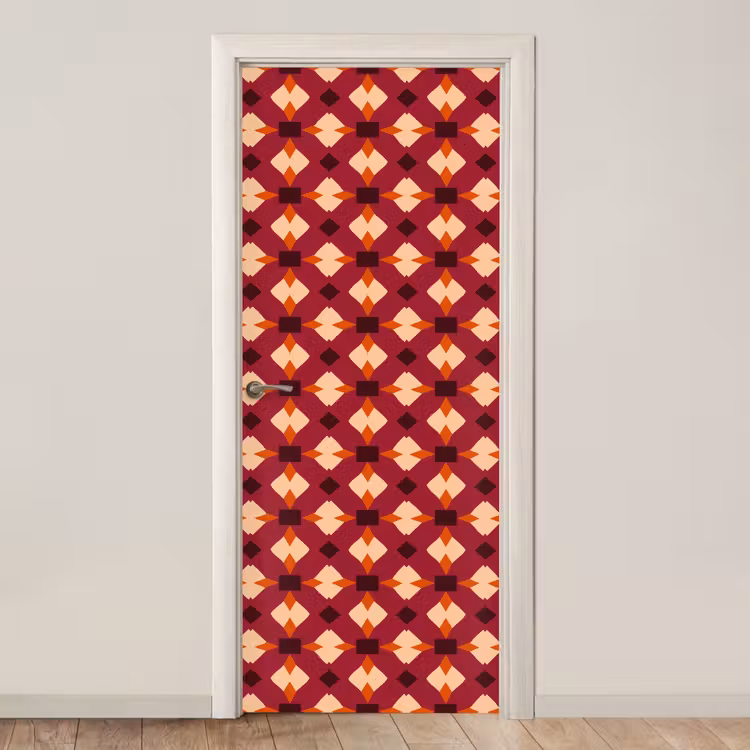 Retro - Patroon - Kleurrijk deurposter klein 289 -3d_beige