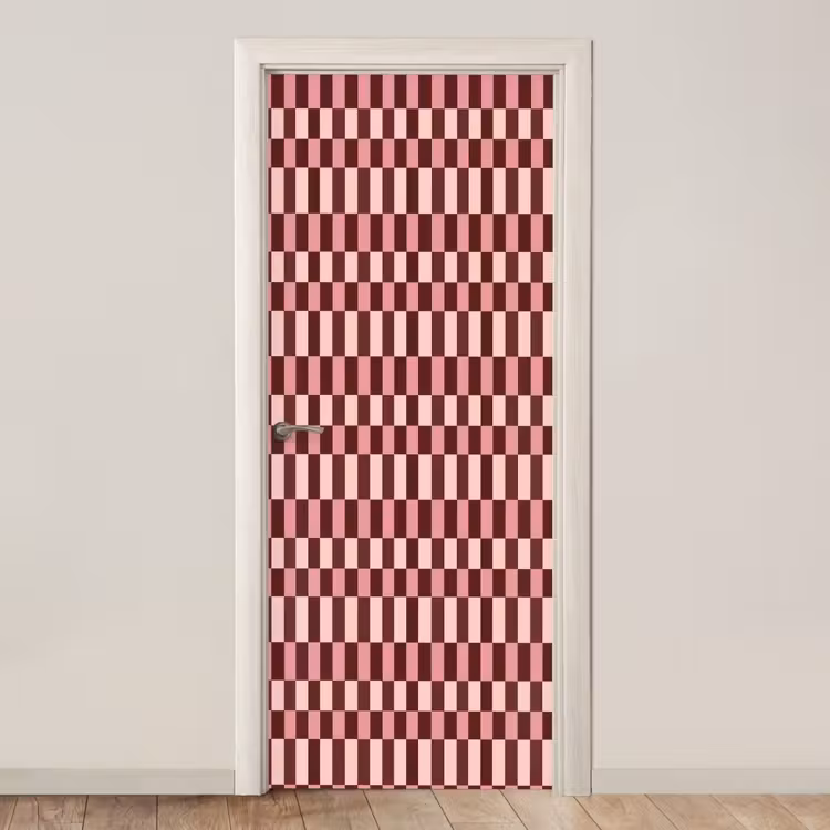 Roze - Rood - Blokjes deurposter klein 289 -3d_beige