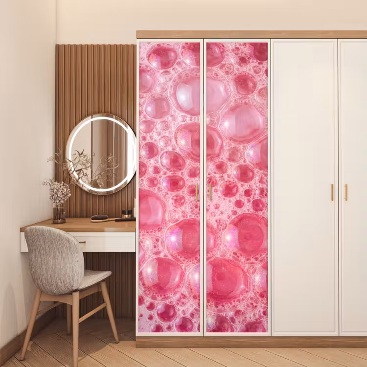 Roze - Schuim - Bubbels deurposter klein -sfeer3