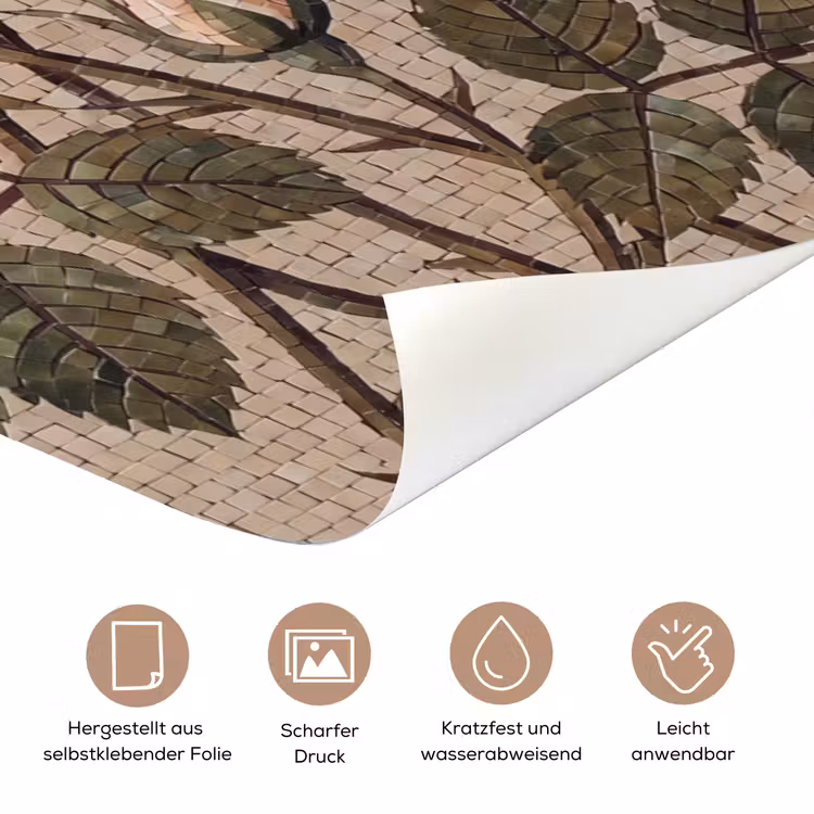 Roos - Mozaïek - Bloemen - Klassiek - Beige deurposter klein -tcloseup_DE