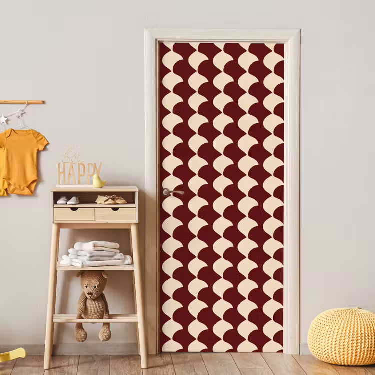 Rood - Tegelpatroon - Crème deurposter klein 289 -sfeer4