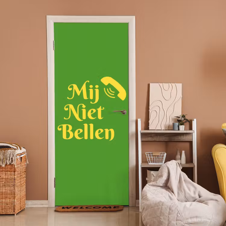 Mij niet bellen - Telefoon - Groen deurposter klein -sfeer1