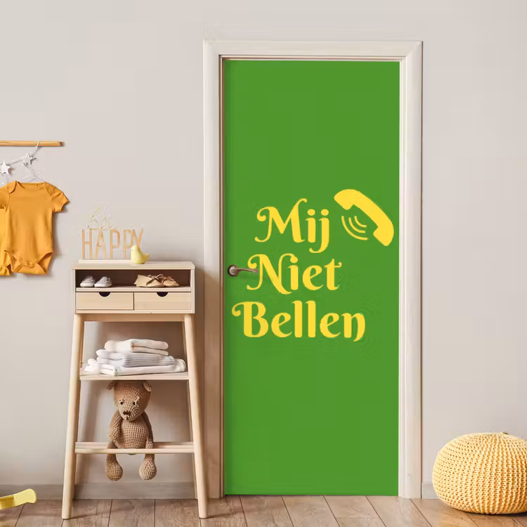 Mij niet bellen - Telefoon - Groen deurposter klein -sfeer4