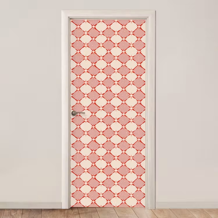 Ruiten - Sterren - Vintage - Oudroze - Rood deurposter klein 289 -3d_beige