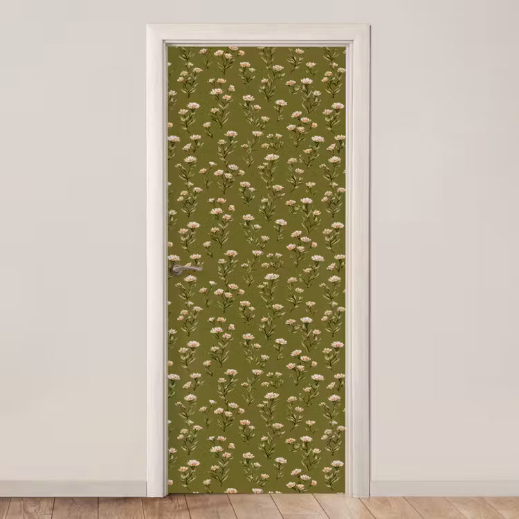 Landelijk - Bloemen - Groen deurposter klein 289 -3d_beige