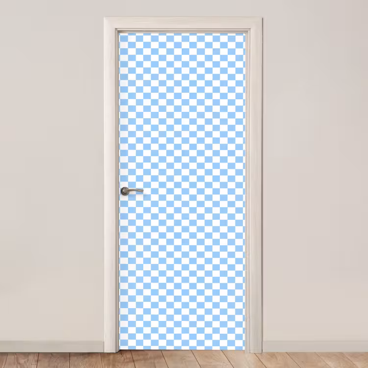 Schaakbord - Klassiek - Blauw deurposter klein 289 -3d_beige