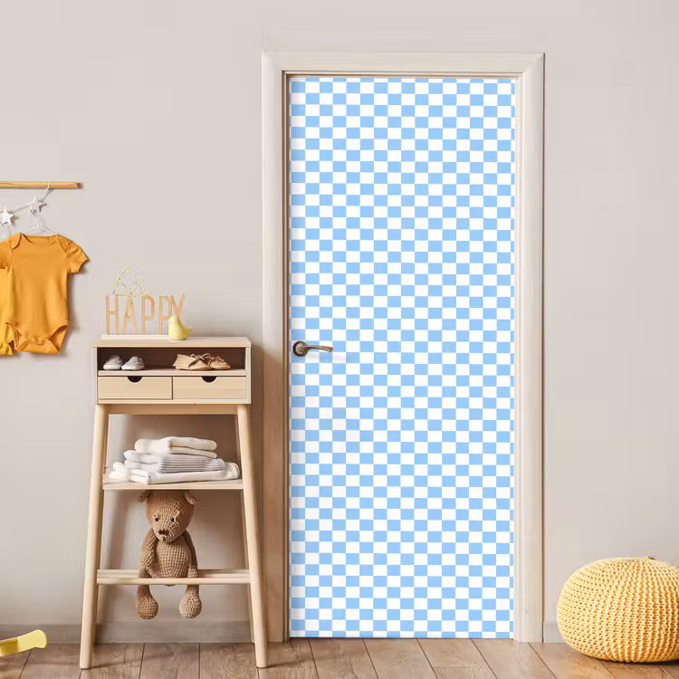 Schaakbord - Klassiek - Blauw deurposter klein 289 -sfeer4