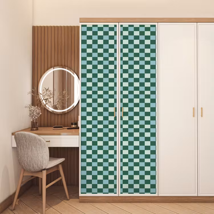 Schaakbord - Klassiek - Groen deurposter klein 289 -sfeer3