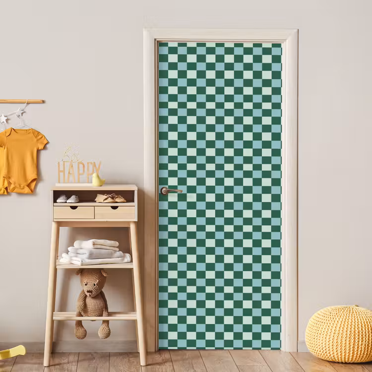 Schaakbord - Klassiek - Groen deurposter klein 289 -sfeer4