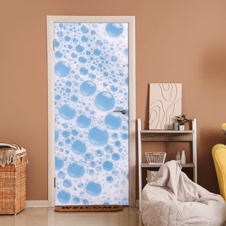 Schuim - Bubbels - Blauw deurposter klein -sfeer1