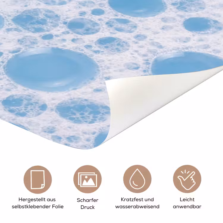 Schuim - Bubbels - Blauw deurposter klein -tcloseup_DE
