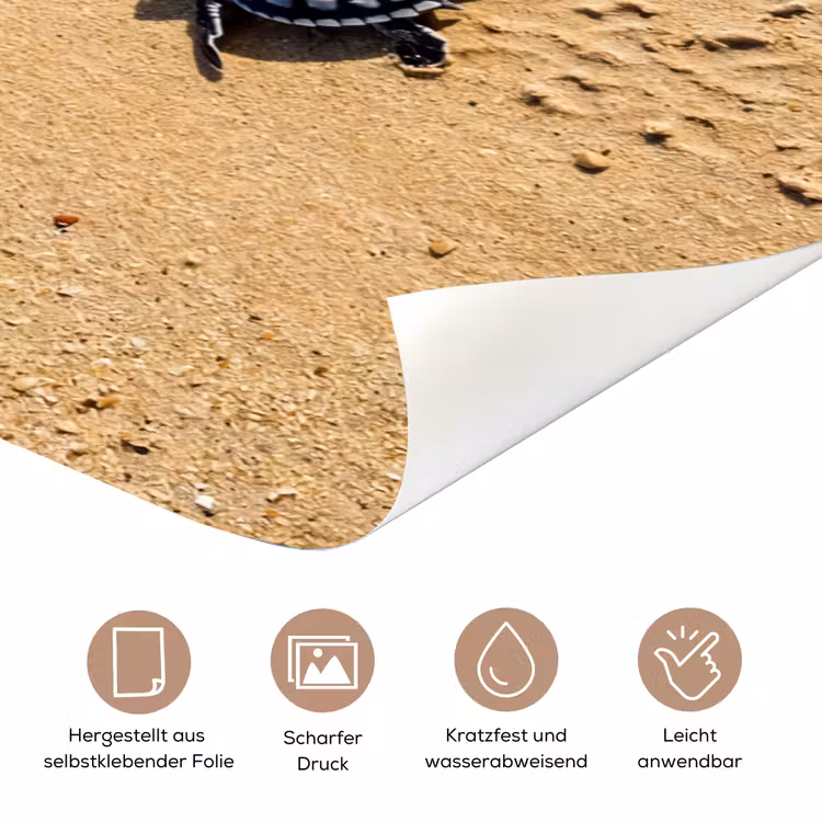 Schildpad - Jong - Strand - Oceaan - Blauw deurposter klein -tcloseup_DE