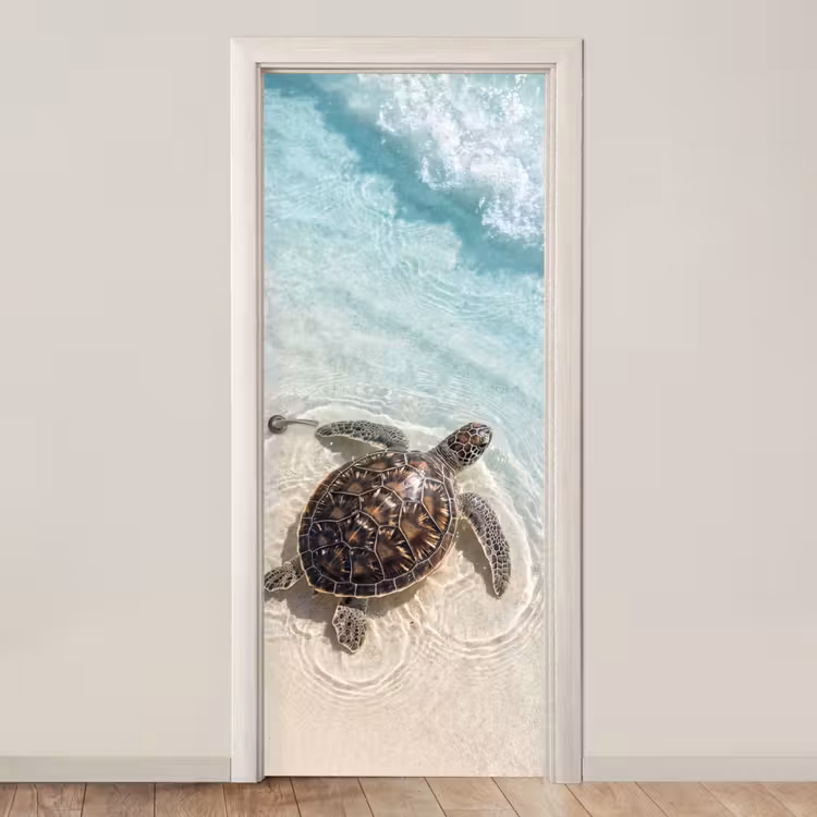 Schildpad - Helder water - Strand - Dieren - Natuur deurposter klein -3d_beige