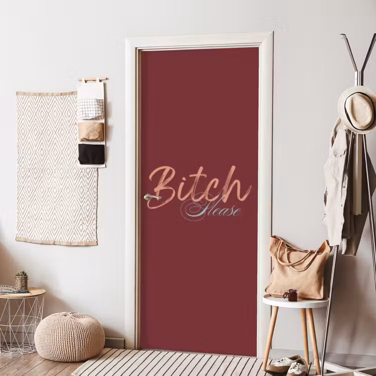 Bitch please - Rood - Blauw deurposter klein -sfeer6