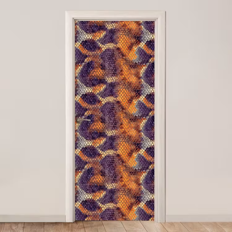Slang - Schubben - Kleurrijk deurposter klein 289 -3d_beige