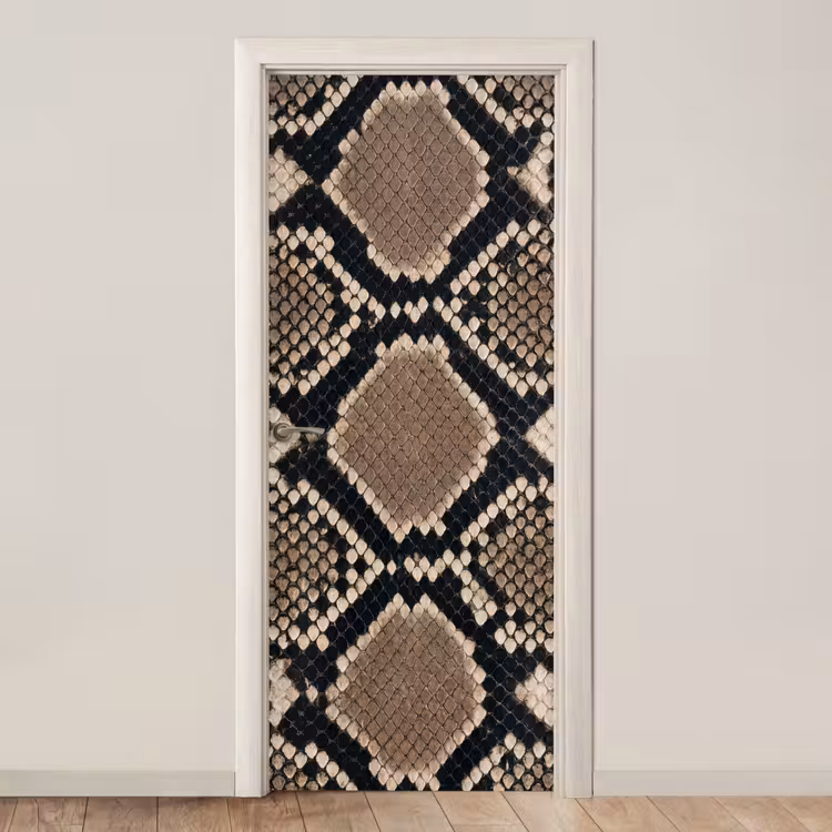 Slangenprint - Python - Bruin deurposter klein -3d_beige