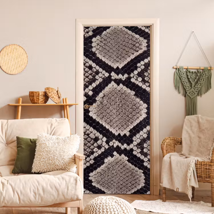 Slangenleer - Patroon - Beige deurposter klein -sfeer2