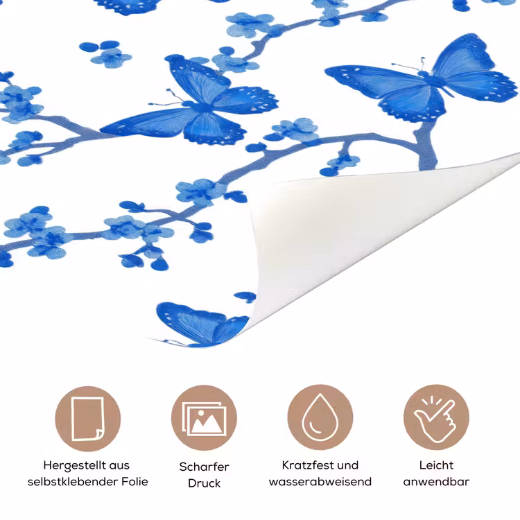 Vlinder - Bloemen - Blauw deurposter klein 289 -tcloseup_DE