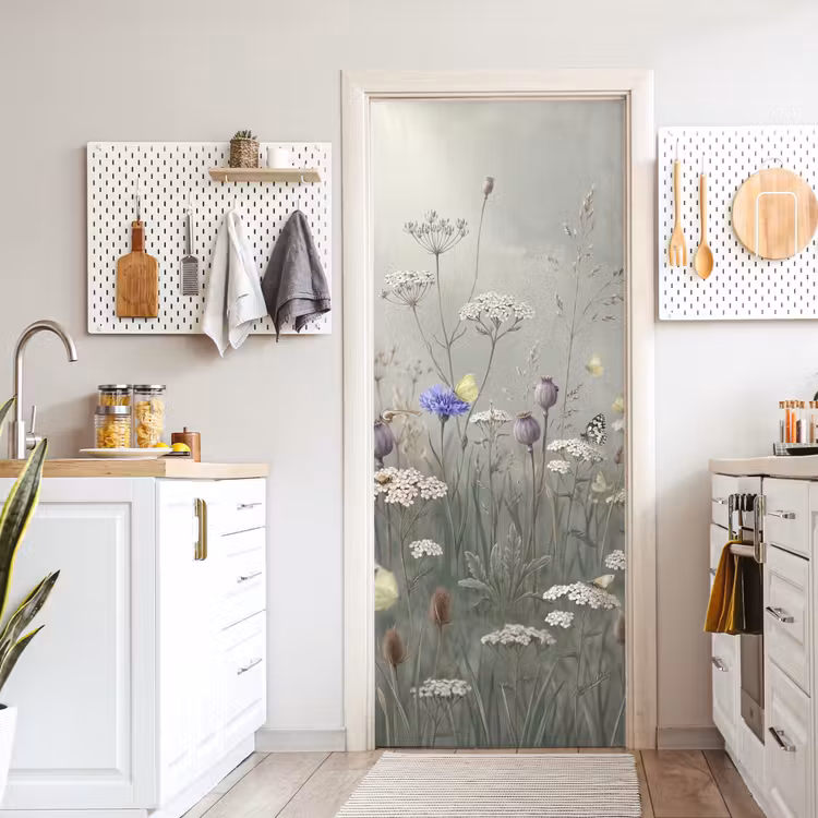 Vlinders - Wildbloemen - Illustratie - Kleurrijk deurposter klein -sfeer5