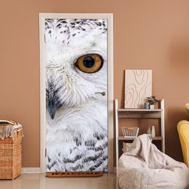 Sneeuwuil - Oog - Wildlife - Wit deurposter klein -sfeer1