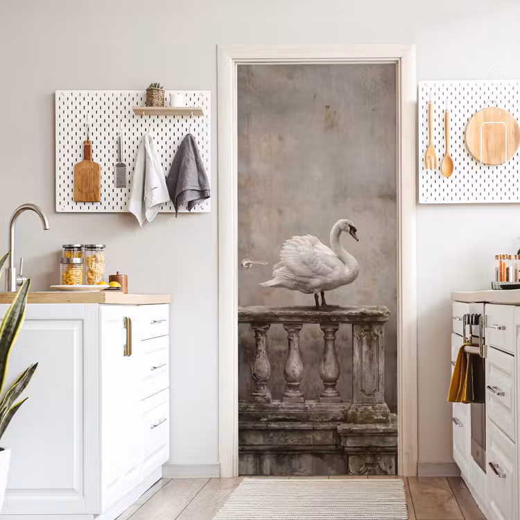 Zwaan - Elegant - Dieren - Wit deurposter klein -sfeer5