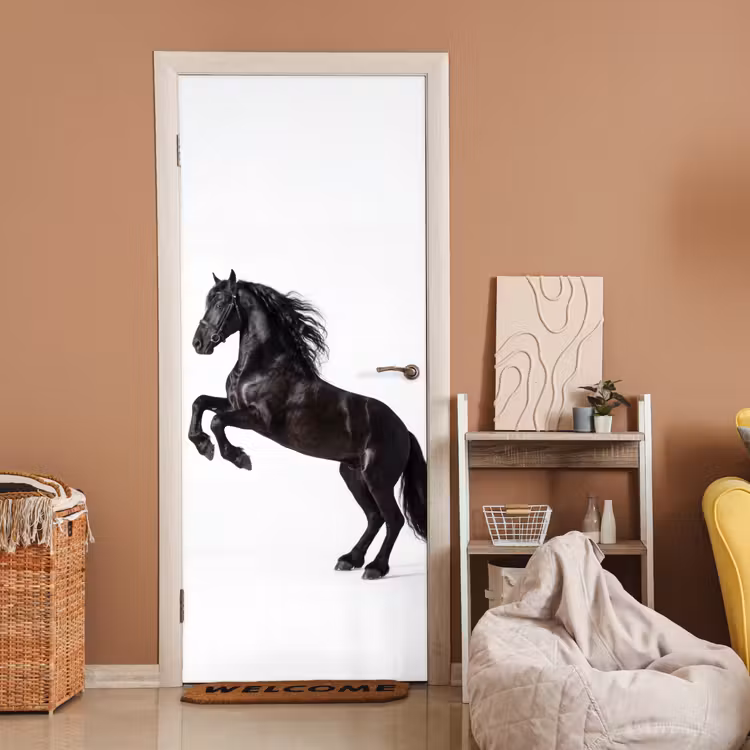 Zwart - Paard - Portret deurposter klein -sfeer1