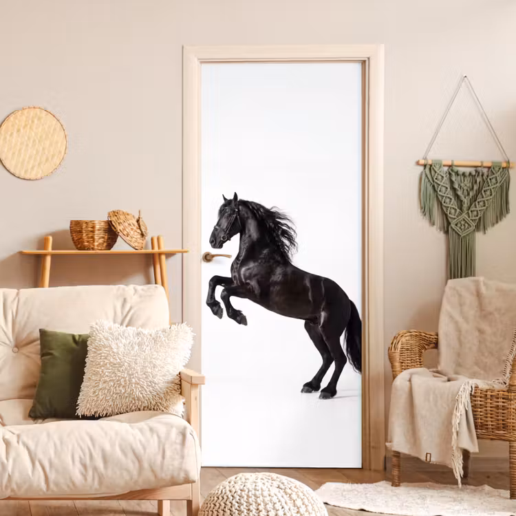 Zwart - Paard - Portret deurposter klein -sfeer2