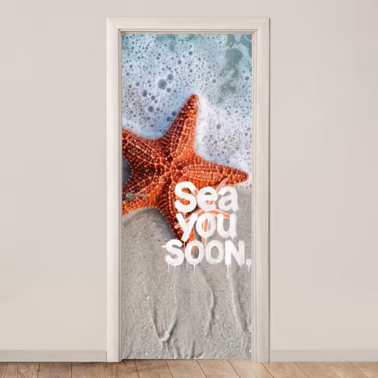 Sea you soon - Zeester - Zee deurposter klein -3d_beige
