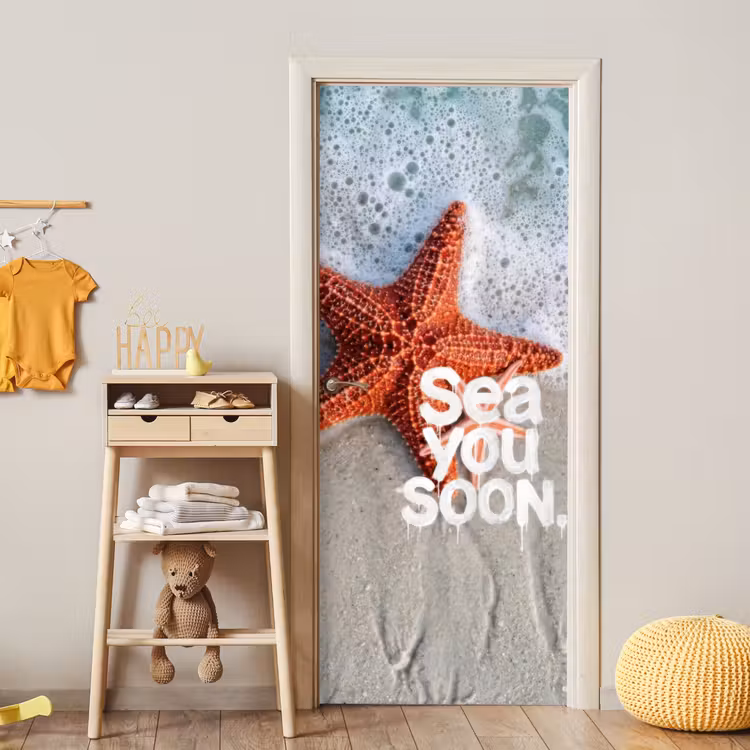 Sea you soon - Zeester - Zee deurposter klein -sfeer4