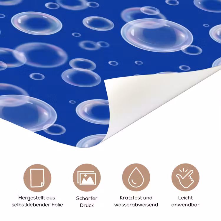 Bubbels - Patroon - Blauw deurposter klein -tcloseup_DE