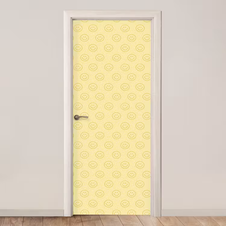 Smileys - Patroon - Retro - Zachtgeel deurposter klein 289 -3d_beige