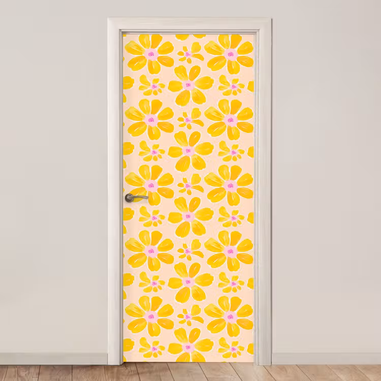 Zomers - Bloemen - Geel deurposter klein 289 -3d_beige