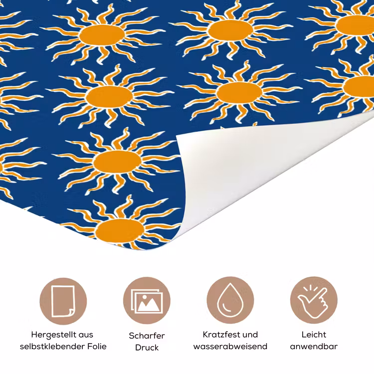 Zon - Patroon - Blauw deurposter klein 289 -tcloseup_DE