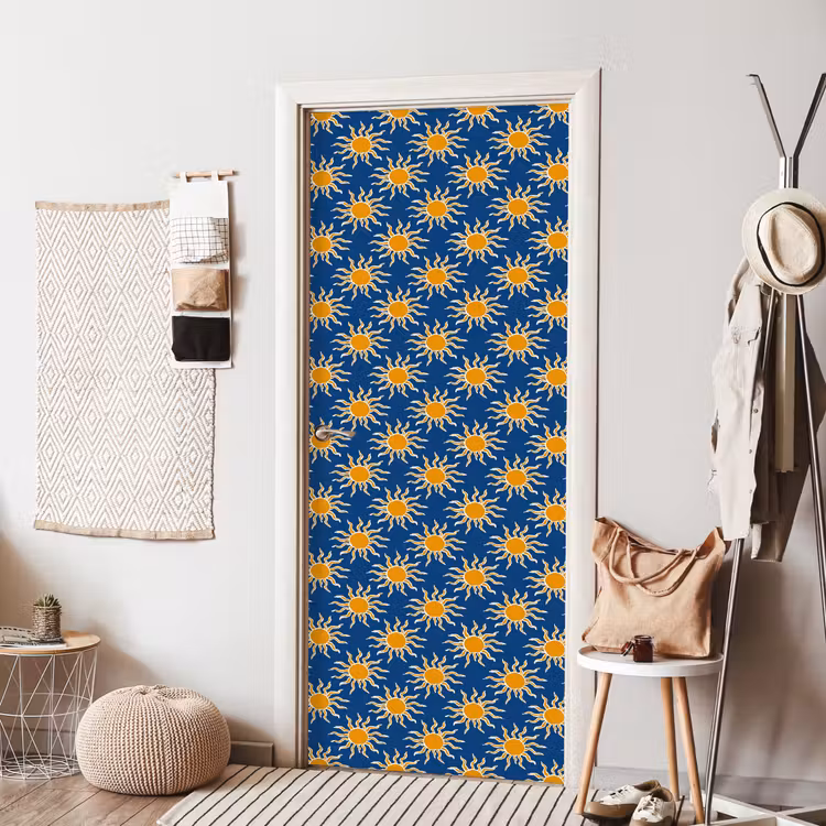 Zon - Patroon - Blauw deurposter klein 289 -sfeer6