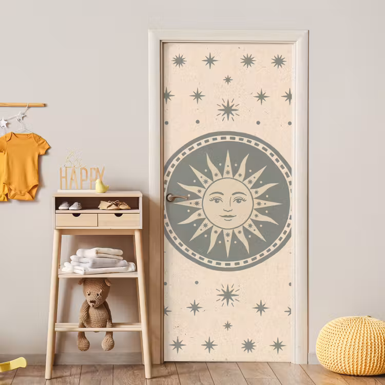 Zon - Sterren - Astrologie - Vintage - Groen deurposter klein -sfeer4