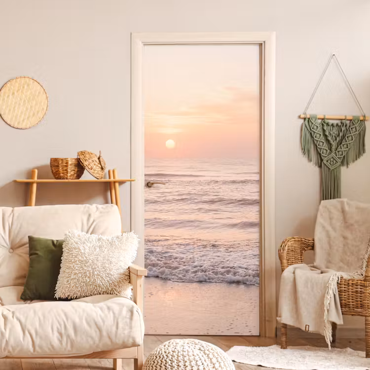 Zon - Strand - Roze deurposter klein -sfeer2