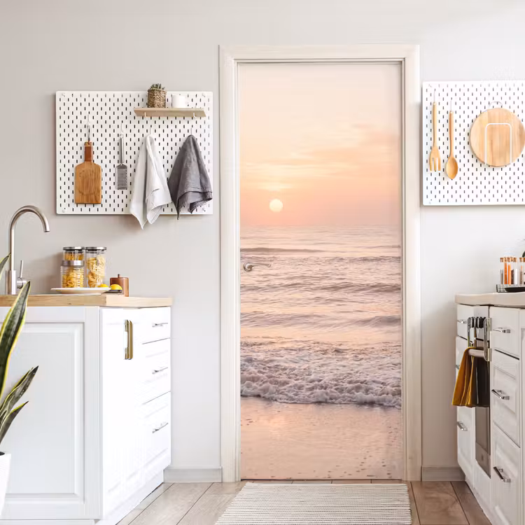 Zon - Strand - Roze deurposter klein -sfeer5