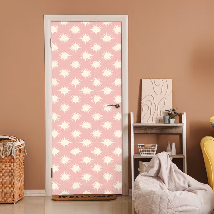 Zonnen - Patroon - Roze deurposter klein 289 -sfeer1