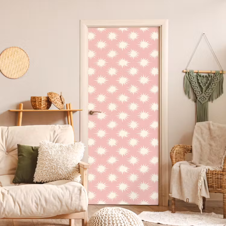 Zonnen - Patroon - Roze deurposter klein 289 -sfeer2