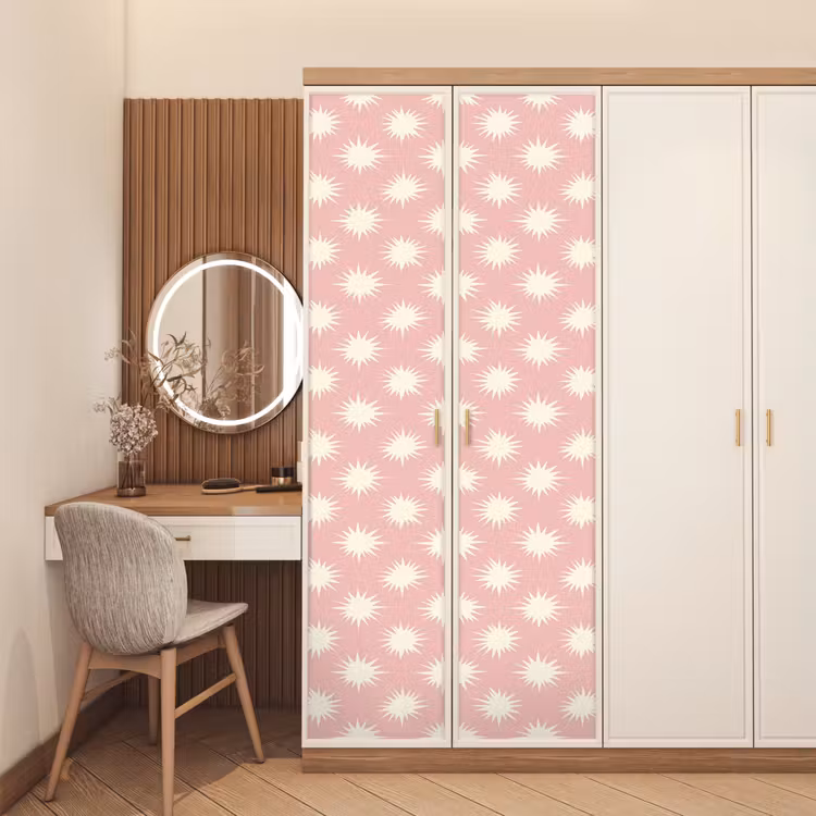 Zonnen - Patroon - Roze deurposter klein 289 -sfeer3