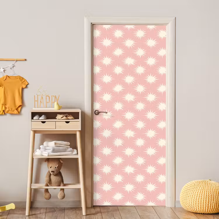 Zonnen - Patroon - Roze deurposter klein 289 -sfeer4